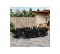 Ensemble à manger de jardin 15 pcs coussins noir résine tressée 3211771