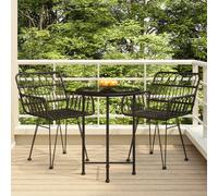 vidaXL 3-delige Tuinset poly rattan zwart3157834 Noir G