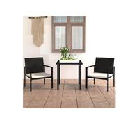 Ensemble à manger de jardin 3 pcs Résine tressée Noir