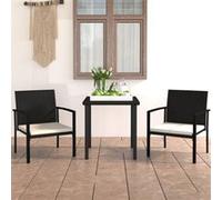 Vidaxl Ensemble De Salle À Manger De Jardin 3 Pcs Résine Tressée Noir