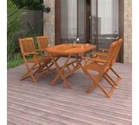 Ensemble à manger de jardin 5 pcs Bois d acacia solide Marron G