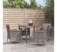 Ensemble à manger de jardin 5 pcs coussins gris résine tressée vidaXL