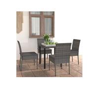 vidaXL Ensemble de salle à manger de jardin 5 pcs Résine tressée Gris 3065700