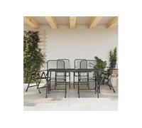 Vidaxl Ensemble À Manger De Jardin 7 Pcs Anthracite Métal Maille Gris