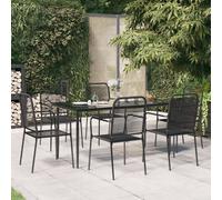 Vidaxl Ensemble De Salle À Manger De Jardin 7 Pcs Noir Noir