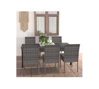 Vidaxl Ensemble De Salle À Manger De Jardin 7 Pcs Résine Tressée Gris
