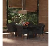 Ensemble à manger de jardin 7 pcs Résine tressée Noir