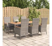 Ensemble à manger de jardin 9 pcs coussins gris résine tressée vidaXL