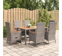 vidaXL 7-delige Tuinset met kussens poly rattan grijs3157551 Gris G