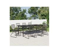 Vidaxl Ensemble À Manger De Jardin 9 Pcs Noir Rotin Pvc
