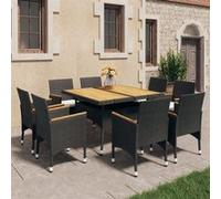 Acacia Ensemble à Dîner de Jardin 3 pcs Gris Résine Tressée Mobilier vidaXL
