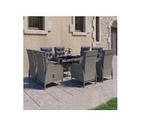Vidaxl Ensemble ¿¿ D?Ner De Jardin 9 Pcs R¿¿Sine Tress¿¿E Et Verre Gris Gris
