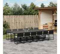 Ensemble à manger de jardin 9pcs coussins noir résine tressée vidaXL