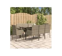Ensemble à manger de jardin 9pcs et coussins noir et gris, ensemble de salle à manger, ensemble de salle à manger 3185152