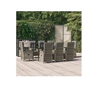 Ensemble à manger de jardin 9pcs et coussins noir et gris, ensemble de salle à manger, ensemble de salle à manger 3185204