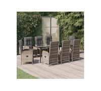 Ensemble à manger de jardin 9pcs et coussins noir et gris, ensemble de salle à manger, ensemble de salle à manger 3185206