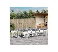 Ensemble à manger de jardin avec coussins 17pcs blanc textilène, ensemble à manger d'extérieur, meuble à manger de 3295097
