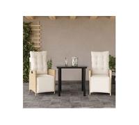 vidaXL Ensemble à Manger de Jardin avec Coussins 3 pcs, Table et Chaises avec Dossier et Repose-pied Réglables, Meubles 3213441 Multicolore G