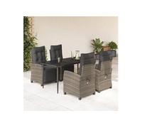 vidaXL Ensemble de jardin 5 pièces avec coussins Gris Poly rotin