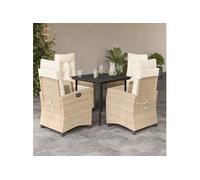 vidaXL Ensemble à Manger de Jardin avec Coussins 5 pcs, Table et Chaises avec Dossier et Repose-pied Réglables, Meubles d'Extérieur, Moderne, Beige Résine Tressée