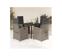 Vidaxl Ensemble À Manger De Jardin 5 Pcs Coussins Gris Résine Tressée