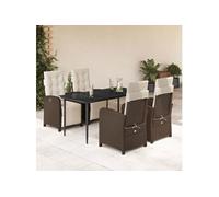 vidaXL Ensemble de jardin 5 pièces avec coussins Marron Poly rotin