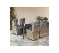 Vidaxl Ensemble À Manger De Jardin Coussins 5 Pcs Mélange Beige Rotin