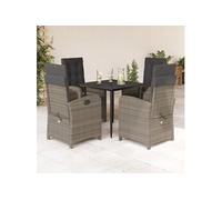 Ensemble à Manger de Jardin avec Coussins 5 pcs, Table et Chaises avec Dossier et Repose-pied Réglables, Meubles 3212557