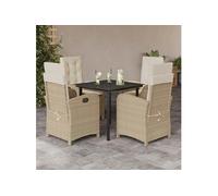 Ensemble à Manger de Jardin avec Coussins 5 pcs, Table et Chaises avec Dossier Réglable, Meubles d'Extérieur Patio 3212381