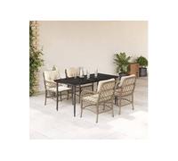 Ensemble à manger de jardin avec coussins 5pcs Beige poly rotin 3212141