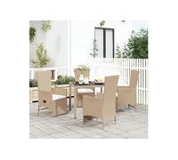 vidaXL Salon de jardin 5 pièces avec coussins Beige Poly Rattan