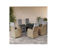 vidaXL Ensemble de jardin 7 pièces avec coussins Beige Poly rotin