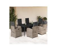 vidaXL Ensemble de jardin 7 pièces avec coussins Gris Poly rotin