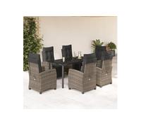Ensemble à Manger de Jardin avec Coussins 7 pcs, Table et Chaises avec Dossier et Repose-pied Réglables 3212999