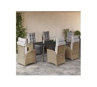 vidaXL Ensemble de jardin 7 pièces avec coussins Mélange beige Poly rotin