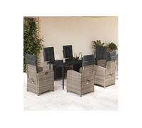 vidaXL Ensemble de jardin 7 pièces avec coussins Gris Poly rotin