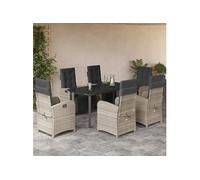 Ensemble à Manger de Jardin Coussins Table Gris Clair Résine Tressée vidaXL