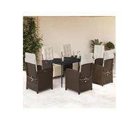 vidaXL Ensemble de jardin 7 pièces avec coussins Marron Poly rotin