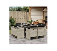 Ensemble à Manger de Jardin avec Coussins 9 pcs, Chaises et Table de Patio, Meubles de Terrasse Extérieur, Gris Clair 3210659