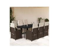 Ensemble à Manger de Jardin et Coussins Table 7 pcs Marron Résine Tressée vidaXL