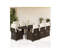 vidaXL Salon de jardin 9 pièces avec coussins Marron Poly rotin
