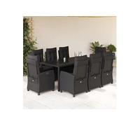 Ensemble à Manger de Jardin avec Coussins 9 pcs, Table et Chaises avec Dossier Réglable, Meubles d'Extérieur, 3212643
