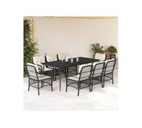 Salon de jardin rotin noir 9 pieces 200.0 x 100 x 74