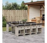 vidaXL Salon de jardin 9 pièces avec coussins Marron Poly rotin