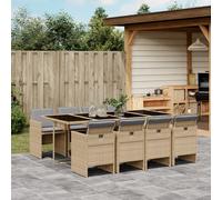 Vidaxl Ensemble À Manger De Jardin 9 Pcs Coussins Gris Résine Tressée