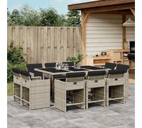 Vidaxl Ensemble À Manger De Jardin Et Coussins 11 Pcs Mélange Beige