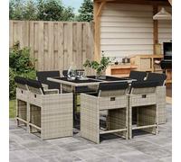 Vidaxl Ensemble À Manger De Jardin Et Coussins 9 Pcs Mélange Beige