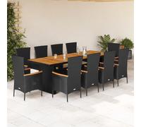 vidaXL 11-delige Tuinset met kussens poly rattan zwart3277530 Noir G