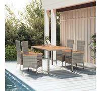 Ensemble à Manger de Jardin avec Coussins Patio Gris Résine Tressée vidaXL