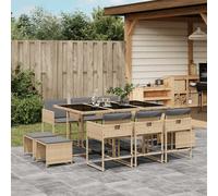 Ensemble à Manger de Jardin avec Coussins Table 11 pcs Résine Tressée vidaXL